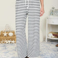 Textured Stripe Drawstring Wide Leg Lounge Pants Black