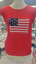 1776 American Flag Crochet Knit Sweater Top