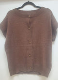 Sleeveless Button Lurex Knit Sweater Vest Chocolate