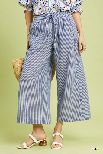 Linen Blend Striped Wide Leg Pants Amazing Cotton and Linen