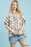 UMGEE Abstract Print Button Front Top