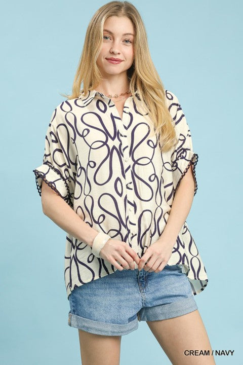 UMGEE Abstract Print Button Front Top