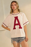 Oddi OVERSIZED Game Day Sweatshirt in White Dark Red
