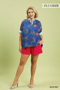 UMGEE Abstract Print Button Front Top blue