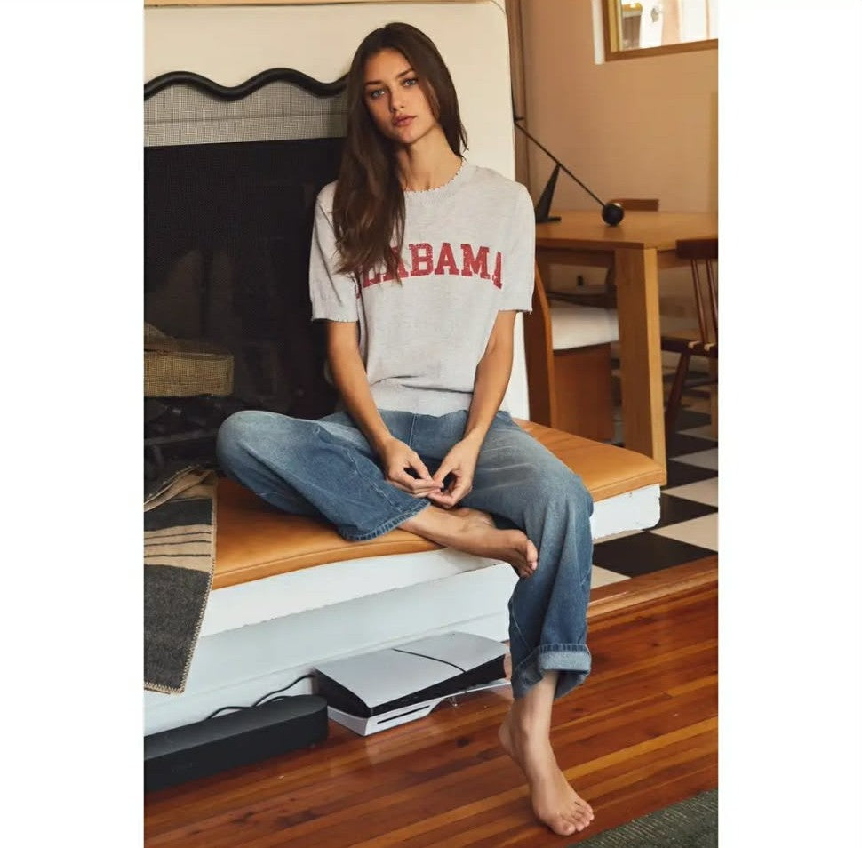 Bama Short Sleeved Game Day Sweater Knit Top