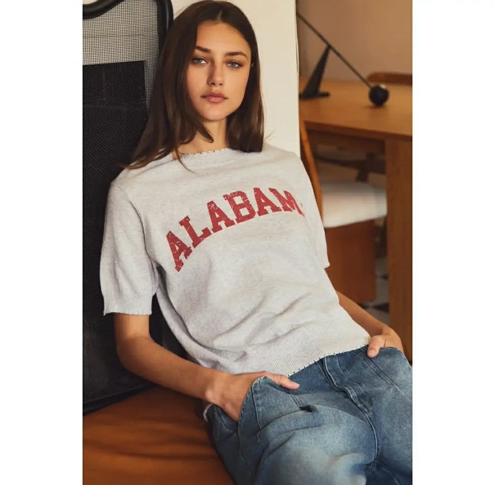Bama Short Sleeved Game Day Sweater Knit Top