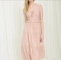 Smocked Front Tie Ruffle Detail Tiered Midi Dress