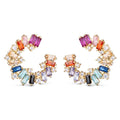 Multi-Color Cz Open Circle Earrings - Gold