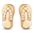 Cz Strap Flip Flop Stud Earrings - Gold