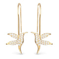 Hummingbird Cz Drop Earrings - Gold