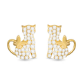 Cz Cat with Butterfly Tail Earrings - Gold
