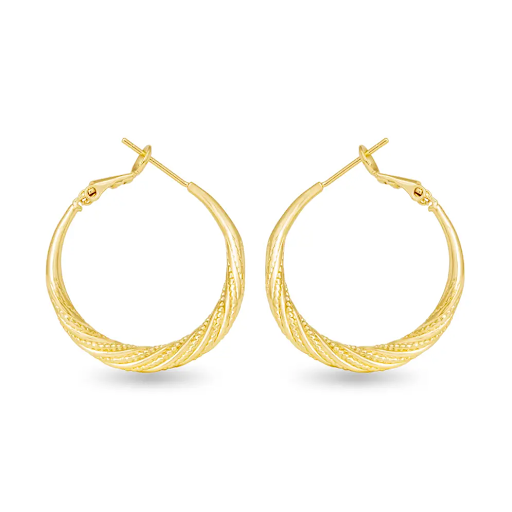 Ivy Textured Twisted Hoop Gold