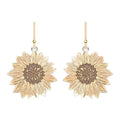 Gold Cz Sunflower Earrings