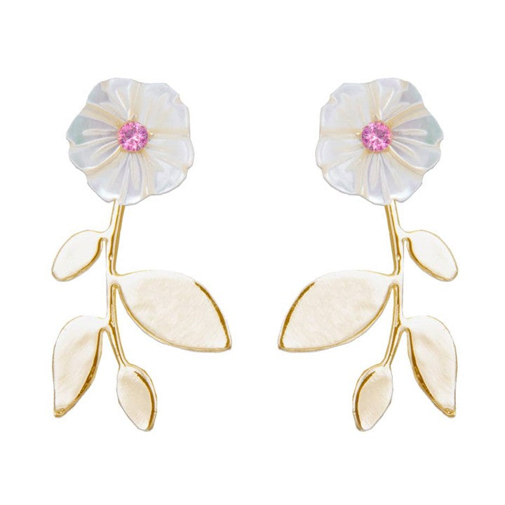 Mother of Pearl Flower with Gold Stem - Gold
