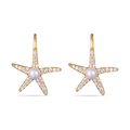Cz and Center Pearl Starfish Earrings - Gold