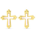 Mop Inset Traditional Cross Earrings