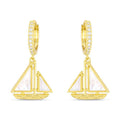 Gold Cz & Mop Sailboat Earrings