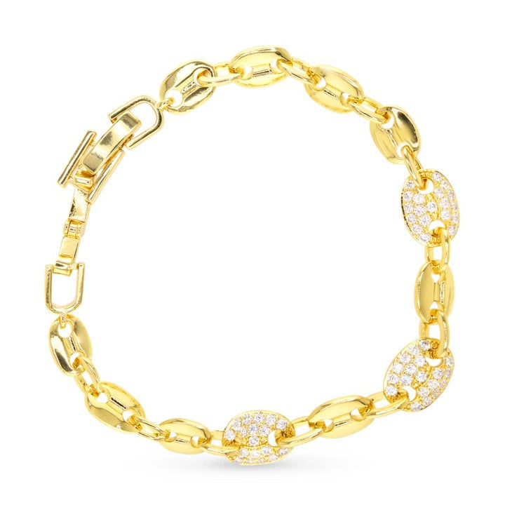 Gold Cz Mariner Link Bracelet