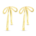 Delicate Long Bow Stud Earrings Gold