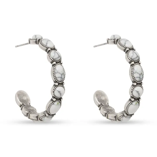 Stone Sedona Hoop Earrings White Stone