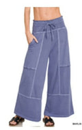 French terry washed exposed-seam wide leg pants Marlin