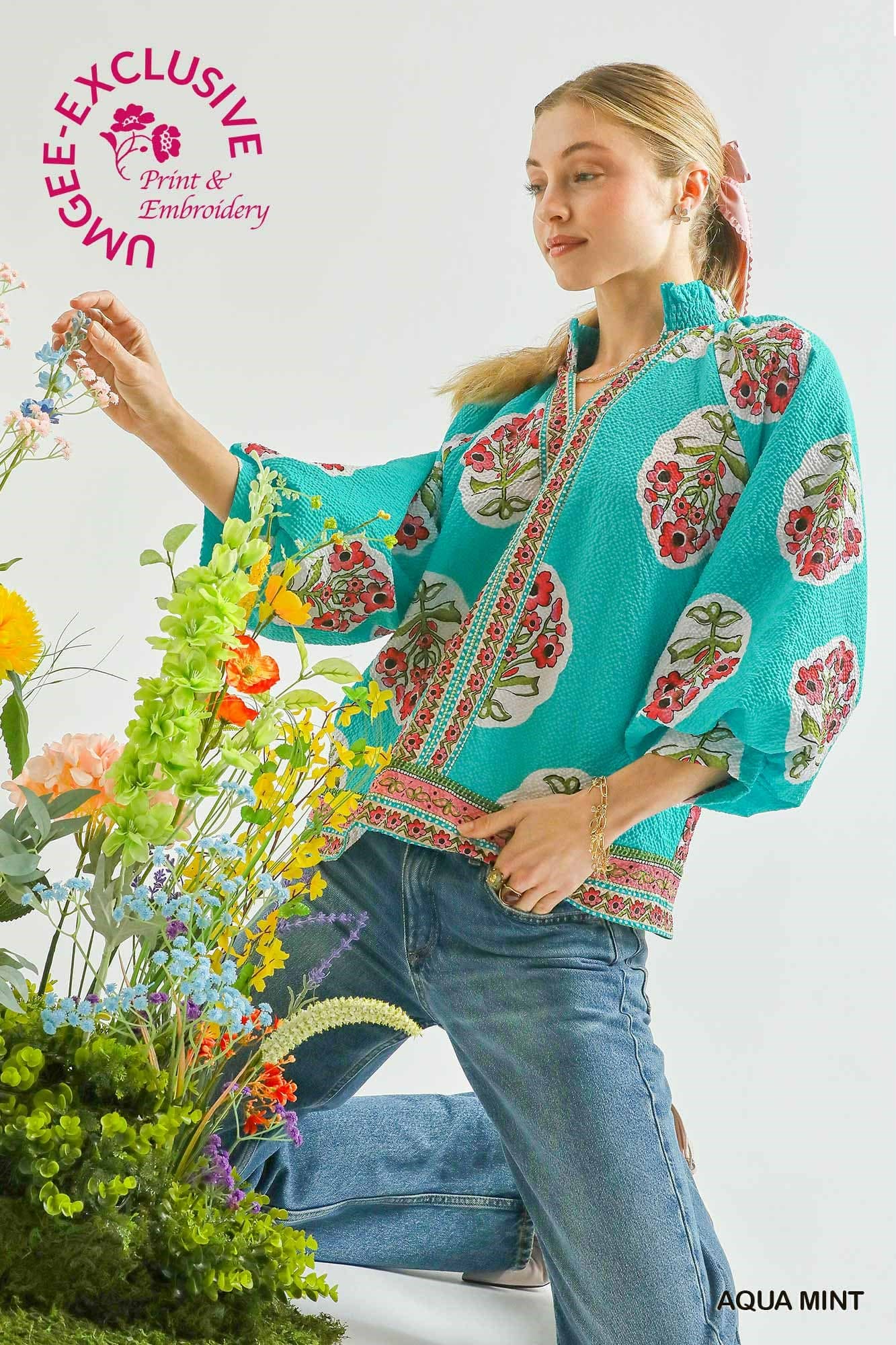 Boho Floral Print Tunic Top