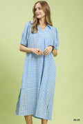 Gingham Midi Dress Blue