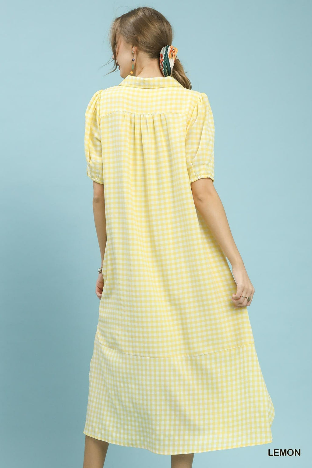Gingham Midi Dress Lemon