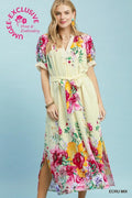 UMGEE Mix Floral Border Print Midi Dress