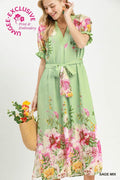 UMGEE Mix Floral Border Print Midi Dress