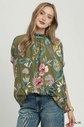 UMGEE Floral Mock Neck Blouse