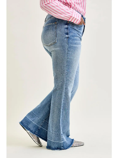 Plus size Judy Blue High Waist Tummy Control Jeans w/ Release Hem Flare