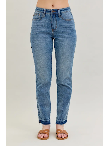 Judy Blue Rigid Magic Release Hem Boyfriend Jeans Size Inclusive