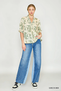 Willow Vine Ruffle Trim Blouse Sage Green