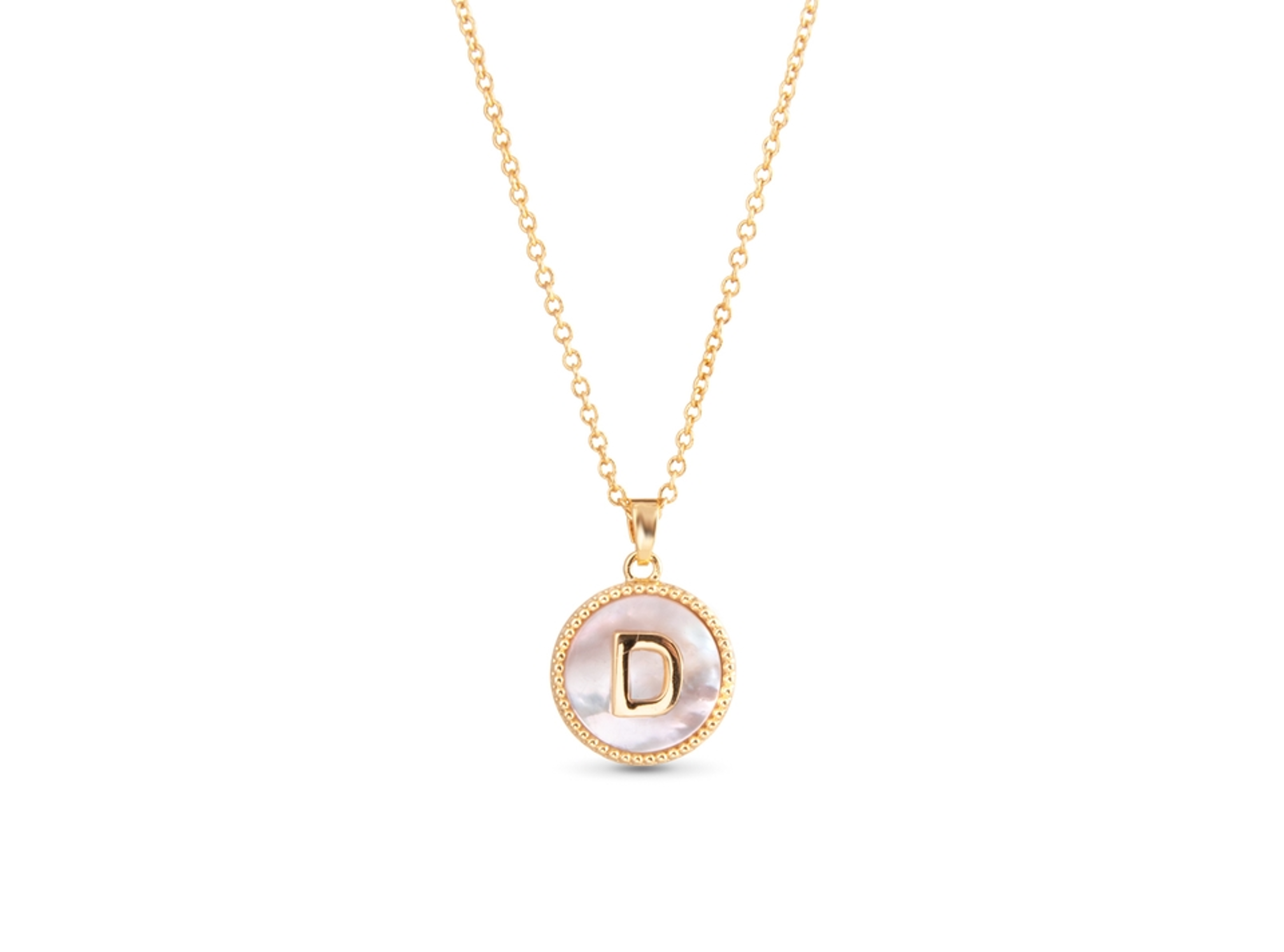 Gold Mother of Pearl Initial Necklaces