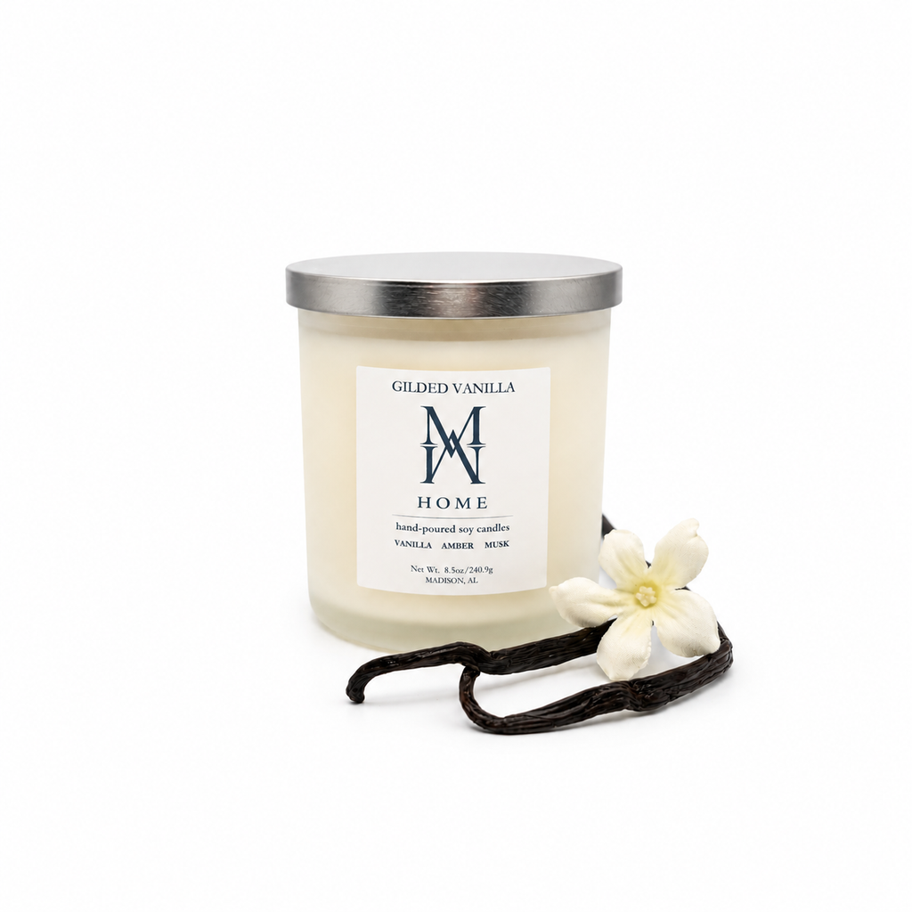 GILDED VANILLA CANDLE MADE IN MADISON ALABAMA PREORDER