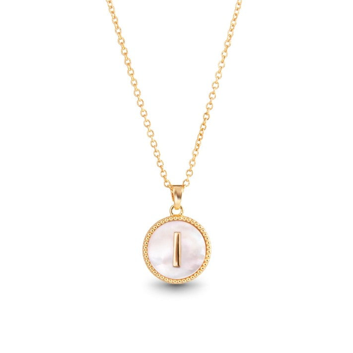 Gold Mother of Pearl Initial Necklaces