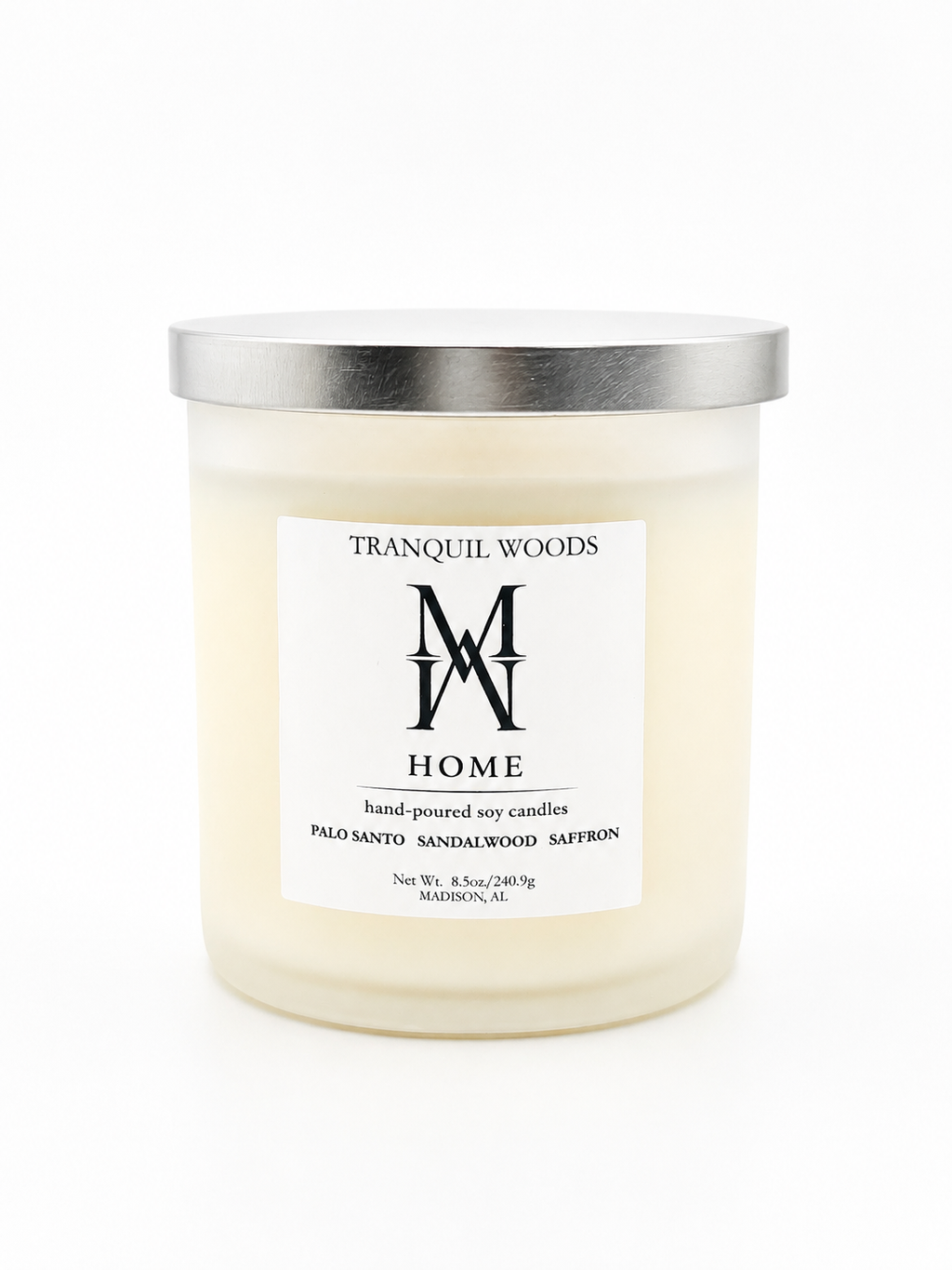 TRANQUIL WOODS CANDLE MADE IN MADISON ALABAMA PREORDER