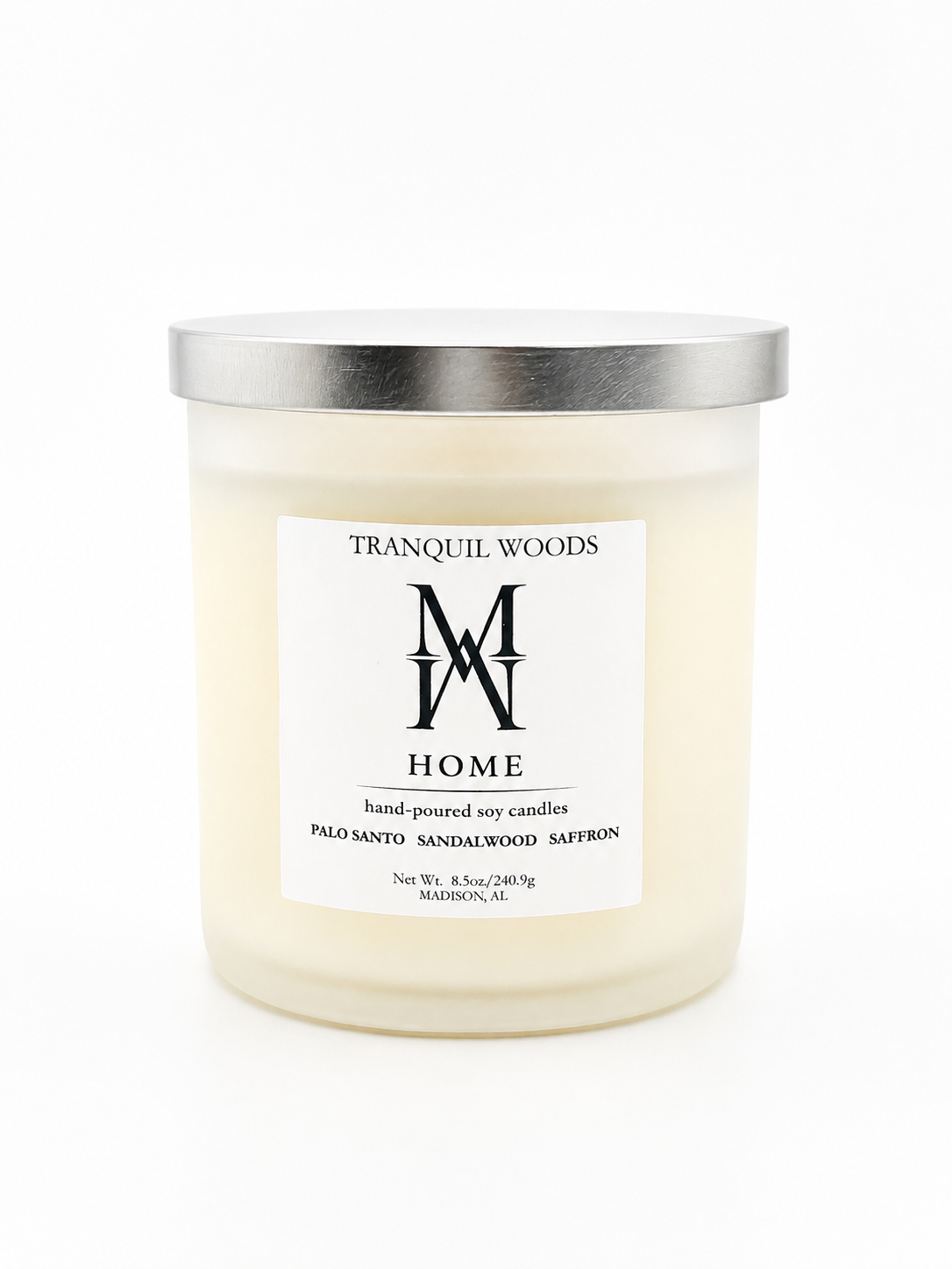 TRANQUIL WOODS CANDLE MADE IN MADISON ALABAMA PREORDER