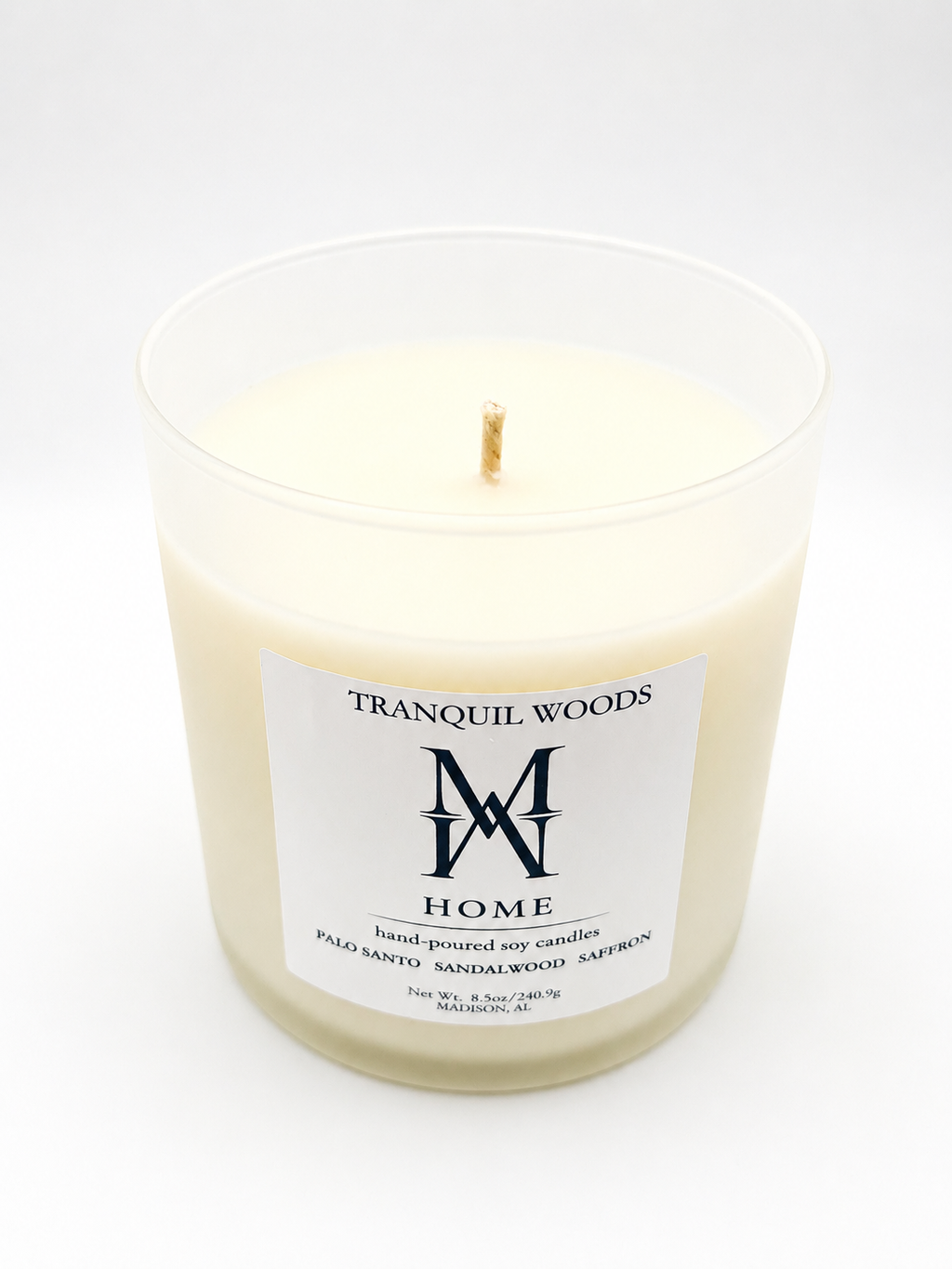 TRANQUIL WOODS CANDLE MADE IN MADISON ALABAMA PREORDER