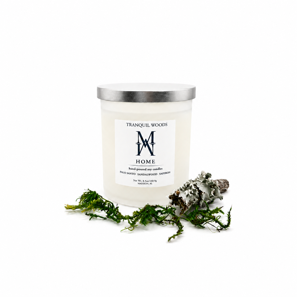 TRANQUIL WOODS CANDLE MADE IN MADISON ALABAMA PREORDER