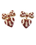 Burgundy Pride Enamel Bow Drop Earrings