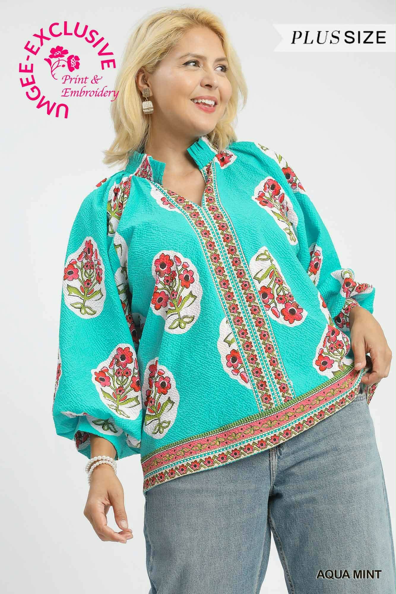 Boho Floral Print Tunic Top