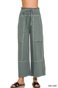 Zenana Acid Wash Wide Leg Pants Ash Jade