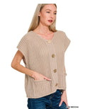 4 button sweater vest in Ash Mocha