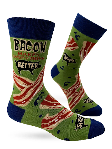 Bacon Makes Everything Better Men's Novelty Crew Socks
