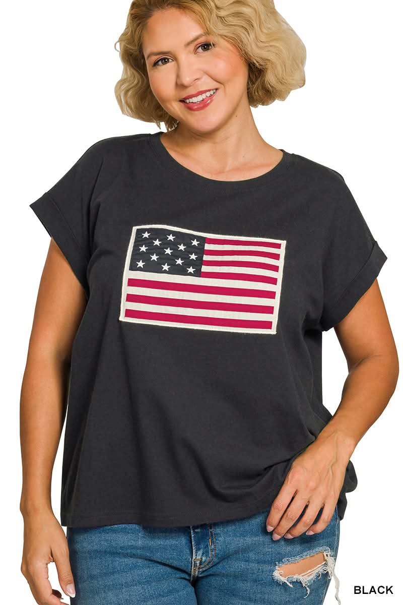 Zenana Patriotic Flag T Shirt