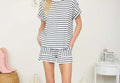 TEXTURED STRIPE DRAWSTRING KNIT SHORTS BLACK