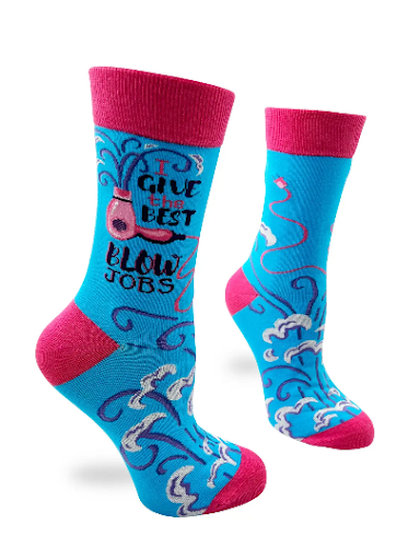 Funny Hairstylist I Give the Best Blow Jobs Women's Crew Socks