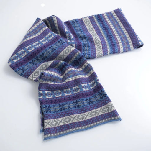 Teviot Mill Fair Isle Scarf Blue